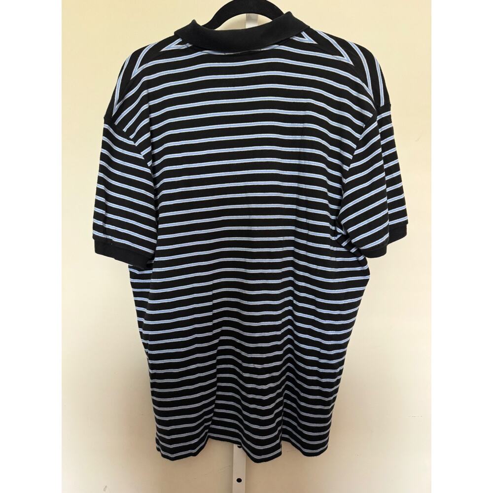 POLO Ralph Lauren Navy & White Striped Short Sleeve Polo Red Pony logo L S-01 - Picture 6 of 6